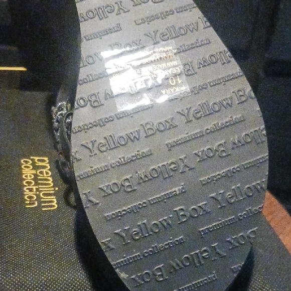 Yellow Box Black Sandals with Silver Accents - Picture 4 of 11